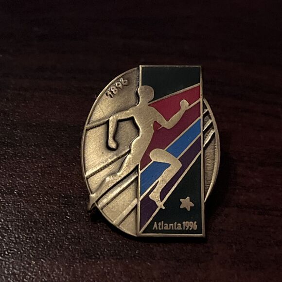1996 Atlanta Olympics Running Track & Field Lapel Hat Pin - Picture 1 of 3